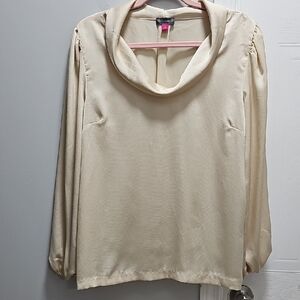 Vince Camuto Champagne Cowl Neck Long Sleeve Blouse Large